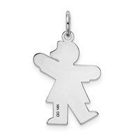 14K White Gold the Kids Small Girl Charm with Bow Engravable Kiss view 4
