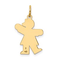14K Yellow Gold the Kids Small Girl Charm with Bow Engravable Kiss view 4