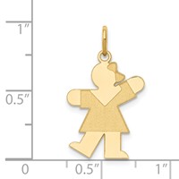 14K Yellow Gold the Kids Small Girl Charm with Bow Engravable Kiss view 3