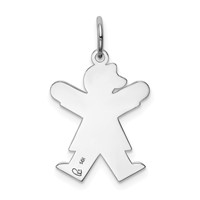 14K White Gold the Kids Small Girl Charm with Bow Engravable Joy view 4