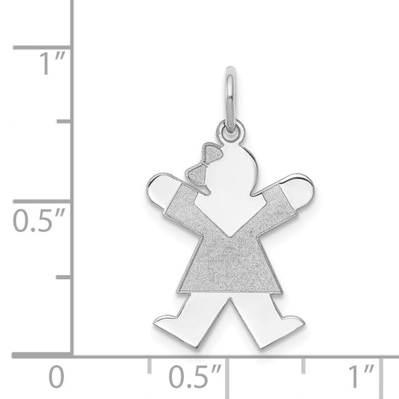 14k White Gold The Kids Small Girl with Bow Engravable Joy Charm