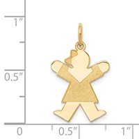 14K Yellow Gold the Kids Small Girl Charm with Bow Engravable Joy view 2