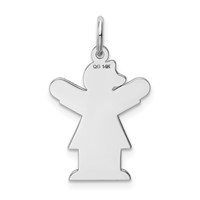 14K White Gold the Kids Small Girl Charm with Bow Engravable Love view 4