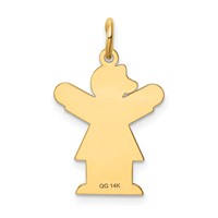 14K Yellow Gold the Kids Small Girl Charm with Bow Engravable Love view 4