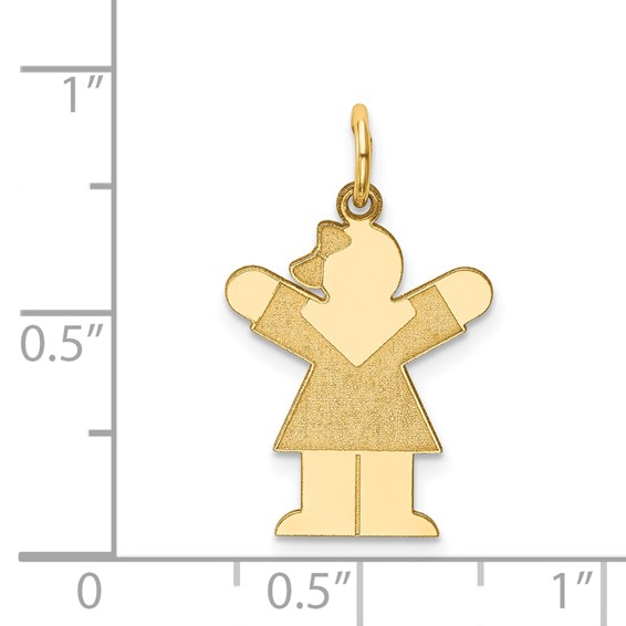 14k The Kids Small Girl with Bow Engravable Love Charm