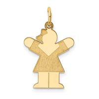 14K Yellow Gold the Kids Small Girl Charm with Bow Engravable Love view 1