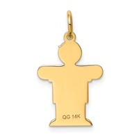 14K Yellow Gold the Kids Small It's a Boy Engravable Hugs Charm view 4