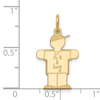 14K Yellow Gold the Kids Small It's a Boy Engravable Hugs Charm view 3
