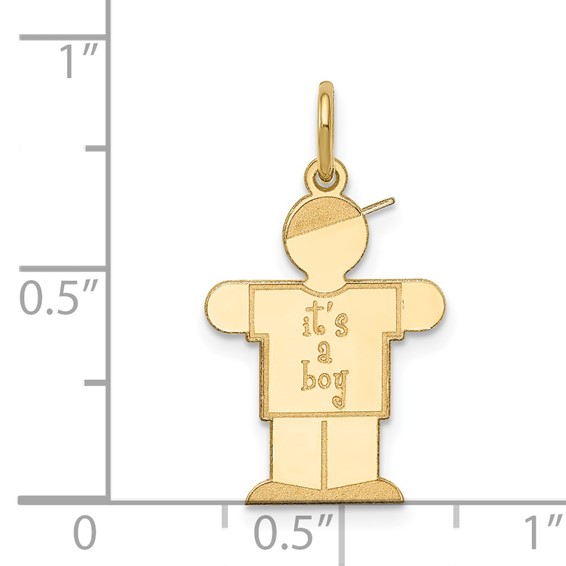 14k The Kids Small It's a Boy Engravable Hugs Charm