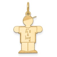 14K Yellow Gold the Kids Small It's a Boy Engravable Hugs Charm view 1