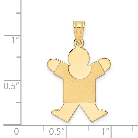14k The Kids Solid Satin Medium Boy Engravable Joy Charm