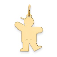 14K Yellow Gold the Kids Small It's a Boy Engravable Kiss Charm view 4