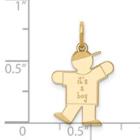 14K Yellow Gold the Kids Small It's a Boy Engravable Kiss Charm view 3