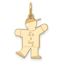 14K Yellow Gold the Kids Small It's a Boy Engravable Kiss Charm view 1