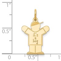 14K Yellow Gold the Kids Small It's a Boy Engravable Love Charm view 3