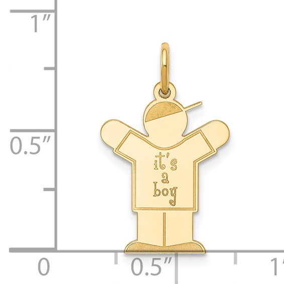 14k The Kids Small It's a Boy Engravable Love Charm