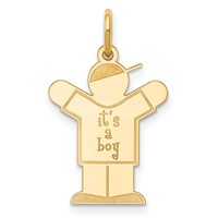 14K Yellow Gold the Kids Small It's a Boy Engravable Love Charm view 1
