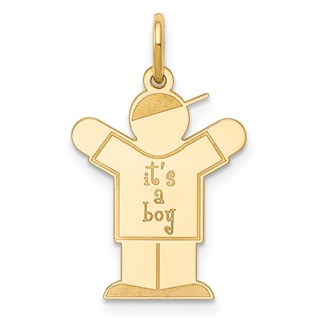 14k The Kids Small It's a Boy Engravable Love Charm