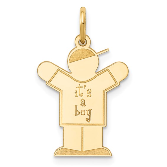 14k The Kids Small It's a Boy Engravable Love Charm