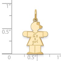 14K Yellow Gold the Kids Small It's a Girl Engravable Hugs Charm view 3