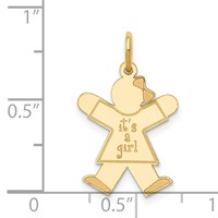 14K Yellow Gold the Kids Small It's a Girl Engravable Joy Charm view 3