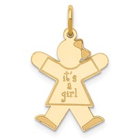 14K Yellow Gold the Kids Small It's a Girl Engravable Joy Charm view 1