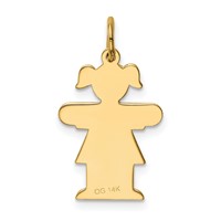 14K Yellow Gold the Kids Small Girl Charm with Ponytails Engravable Hugs view 4