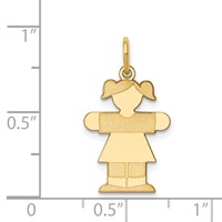 14K Yellow Gold the Kids Small Girl Charm with Ponytails Engravable Hugs view 3
