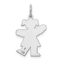 14K White Gold the Kids Small Girl Charm with Ponytails Engravable Kiss view 4