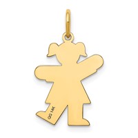 14K Yellow Gold the Kids Small Girl Charm with Ponytails Engravable Kiss view 4