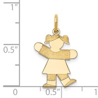14K Yellow Gold the Kids Small Girl Charm with Ponytails Engravable Kiss view 3