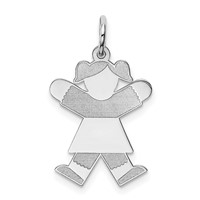 14K White Gold the Kids Small Girl Charm with Ponytails Engravable Joy view 1