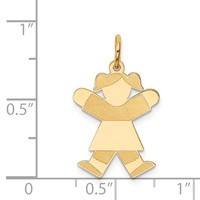 14K Yellow Gold the Kids Small Girl Charm with Ponytails Engravable Joy view 3