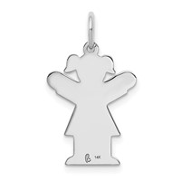 14K White Gold the Kids Small Girl Charm with Ponytails Engravable Love view 4
