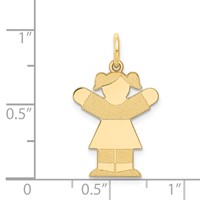 14K Yellow Gold the Kids Small Girl Charm with Ponytails Engravable Love view 3