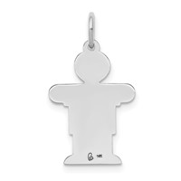 14K White Gold the Kids Small Boy Charm with Haircut Engravable Hugs view 4