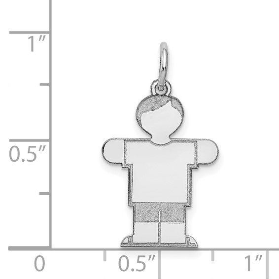 14k White Gold The Kids Small Boy with Haircut Engravable Hugs Charm