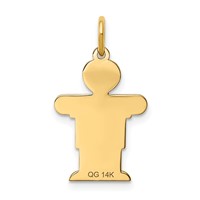 14K Yellow Gold the Kids Small Boy Charm with Haircut Engravable Hugs view 4