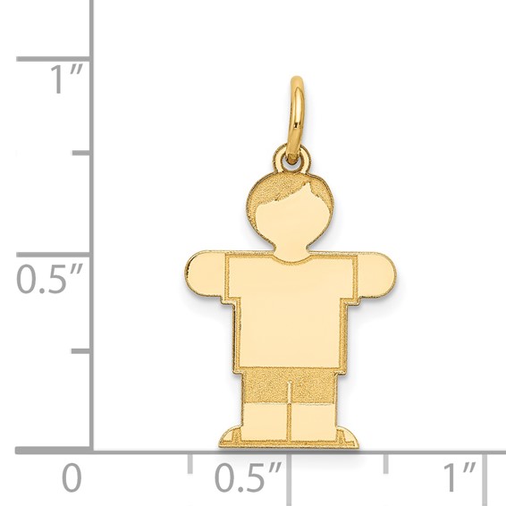 14k The Kids Small Boy with Haircut Engravable Hugs Charm
