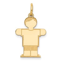 14K Yellow Gold the Kids Small Boy Charm with Haircut Engravable Hugs view 1
