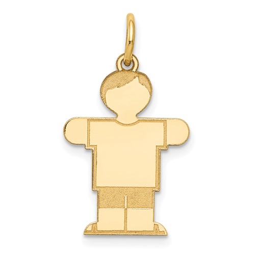 14K Yellow Gold the Kids Small Boy Charm with Haircut Engravable Hugs