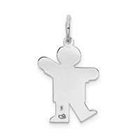 14K White Gold the Kids Small Boy Charm with Haircut Engravable Kiss view 4