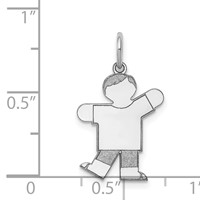 14K White Gold the Kids Small Boy Charm with Haircut Engravable Kiss view 3