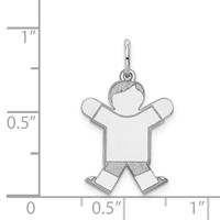 14K White Gold the Kids Small Boy Charm with Haircut Engravable Joy view 3