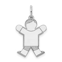 14K White Gold the Kids Small Boy Charm with Haircut Engravable Joy view 1