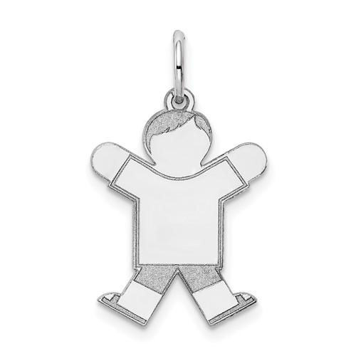 14K White Gold the Kids Small Boy Charm with Haircut Engravable Joy
