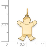 14K Yellow Gold the Kids Small Boy Charm with Haircut Engravable Joy view 3