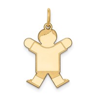 14K Yellow Gold the Kids Small Boy Charm with Haircut Engravable Joy view 1