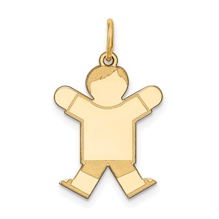 14k The Kids Small Boy with Haircut Engravable Joy Charm