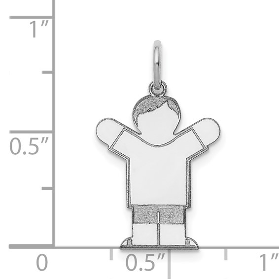 14k White Gold The Kids Small Boy with Haircut Engravable Love Charm